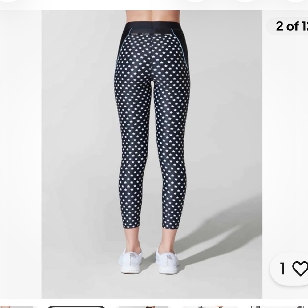 P.E Nation x Barry’s Black Leggings with White Star Print